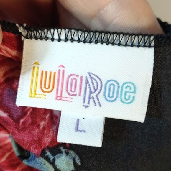 LuLaRoe Black Floral Open Front Kimono - Picture 7 of 8